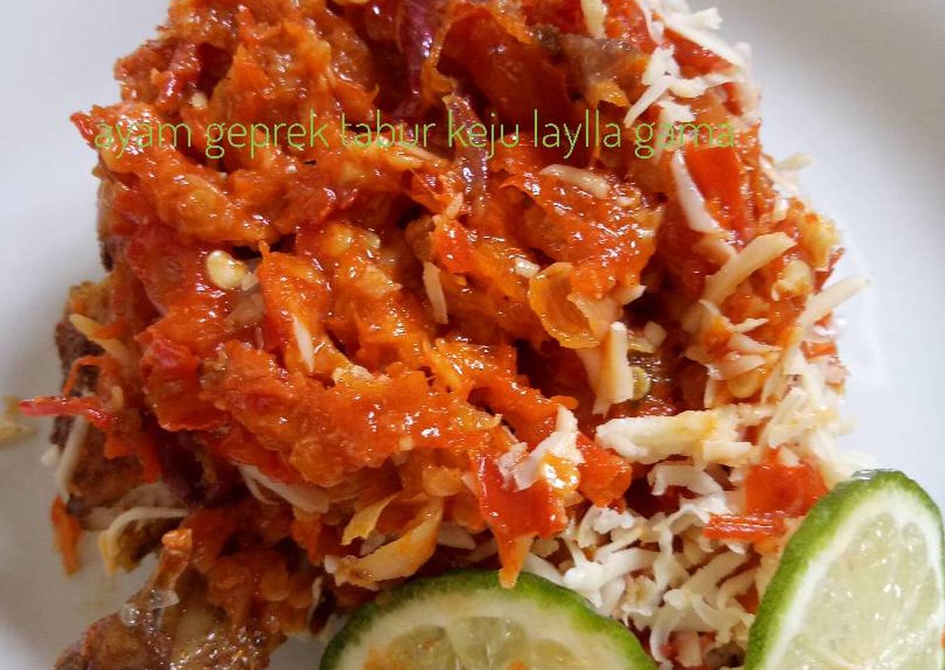 Ayam geprek tabur keju