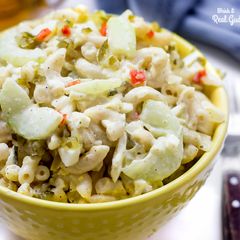 A picture of Cucumber and Egg Macaroni Salad.
