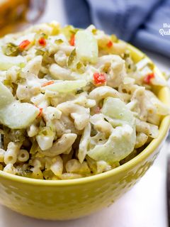 A picture of Cucumber and Egg Macaroni Salad.