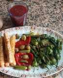 Longanizas vegetales con guarnición
