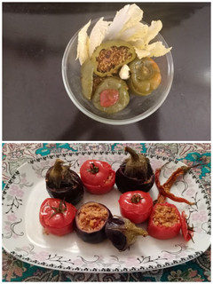 عکسی از دستور دلمه بادمجون و فلفل
