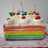 Rainbow Cake Kukus Topping Keju Dengan Buttercream