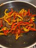 Marinated Beef with Bell Peppers and Cherry Tomatoes
