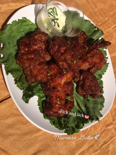 A picture of Korean style fried chicken.