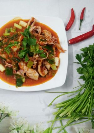 Hình của món Mực sốt ớt.