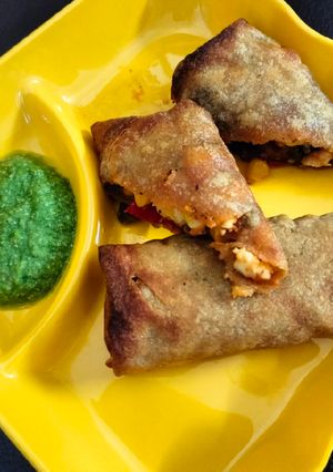 A picture of Mix vegetable spring roll in air fryer.