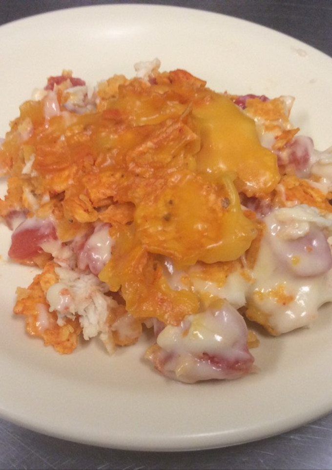 A picture of Dorito chicken casserole.