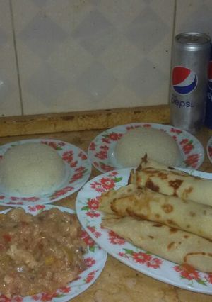 صورة لوصفة كريب بالفراخ وارز ابيض