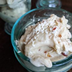 A picture of Banana + tahini cheat ice cream.