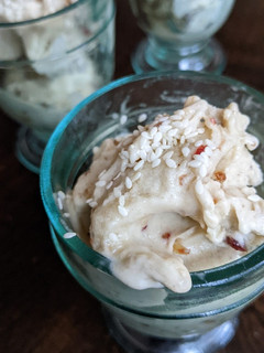 A picture of Banana + tahini cheat ice cream.
