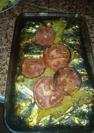 صورة لوصفة لحوت يعني سمك معمر بالخضر 100%100