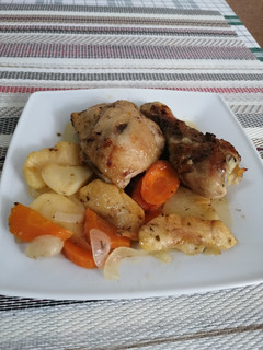 Una foto de Pollo a la sidra con manzana