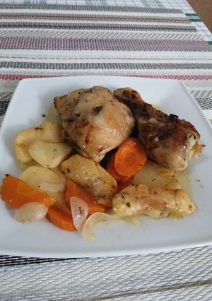 Una foto de Pollo a la sidra con manzana
