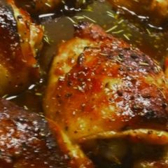 A picture of Roast chicken thighs Korean style.