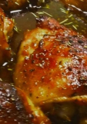 A picture of Roast chicken thighs Korean style.