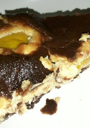 A picture of Baked Peach Orange Cheesecake.