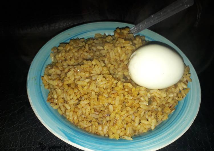 Simple Way to Prepare Speedy Palm oil rice with boiled egg Cooking Basics for Newbies