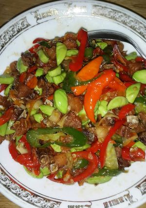 Foto resep Asam manis ikan asin tengiri campur pete