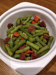 A picture of String Bean with Chinese Sausage.