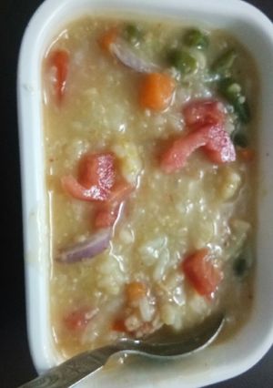 A picture of Healthy cereal & veggie mix.