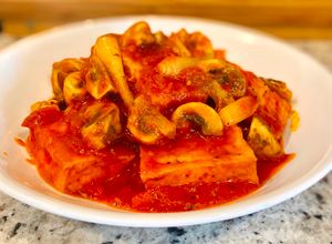 Hình của món Đậu Hũ Sốt Nấm Chay.