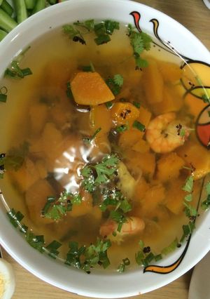 Hình của món Canh bí đỏ nấu tôm.