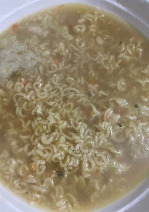 A picture of Noodles with mutton stock.