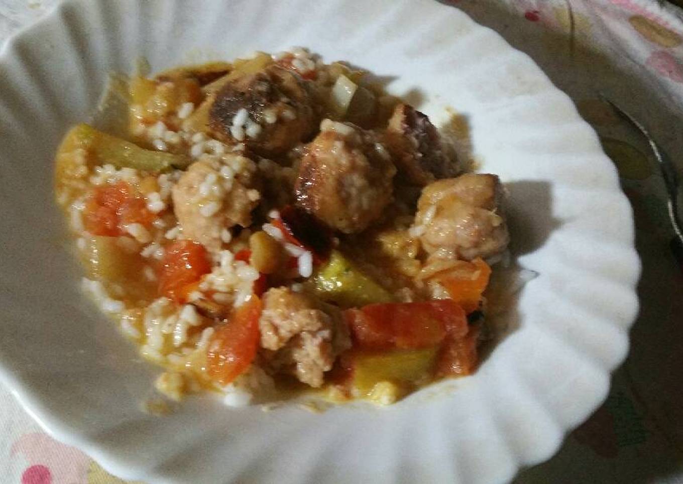Albondigas de pollo con arroz
