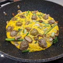 A picture of Tarragon, mushroom & sausage frittata.