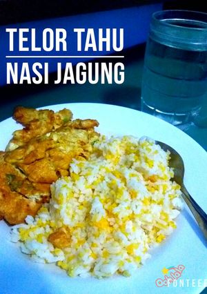 Foto resep Telor Tahu ft Nasi Jagung (simple)