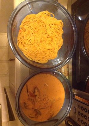 A picture of Nick's amazing seafood pasta.
