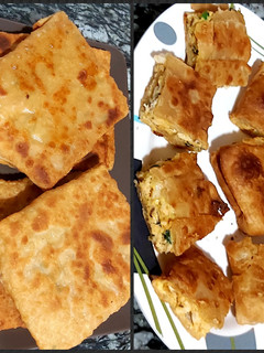 A picture of Chicken cheese baida roti.