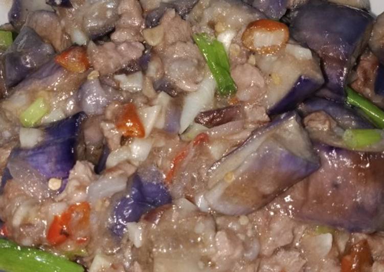 Tumis terong daging cingcang