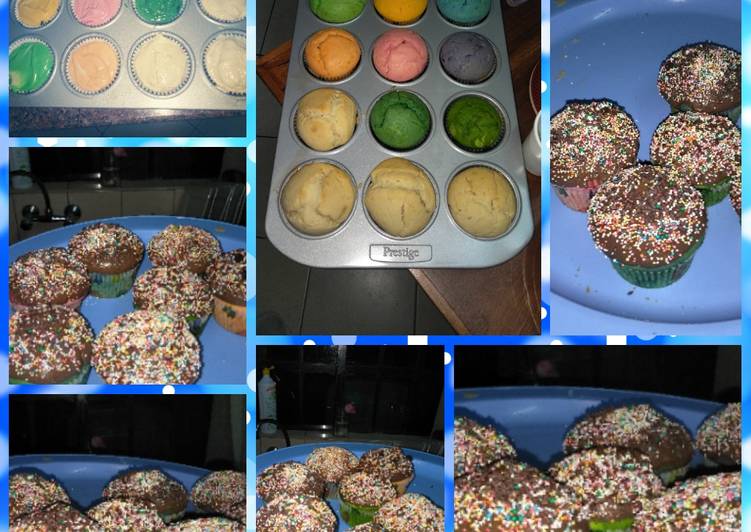 Recipe of Super Quick Homemade Coloured fluffy vanilla and chocolate cupcakes