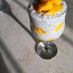 A picture of Mango and Chia seeds parfait.