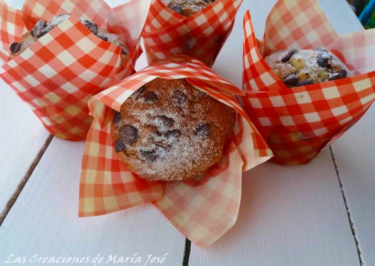 Muffins de queso y pepitas de chocolate, en la Monsieur cuisine