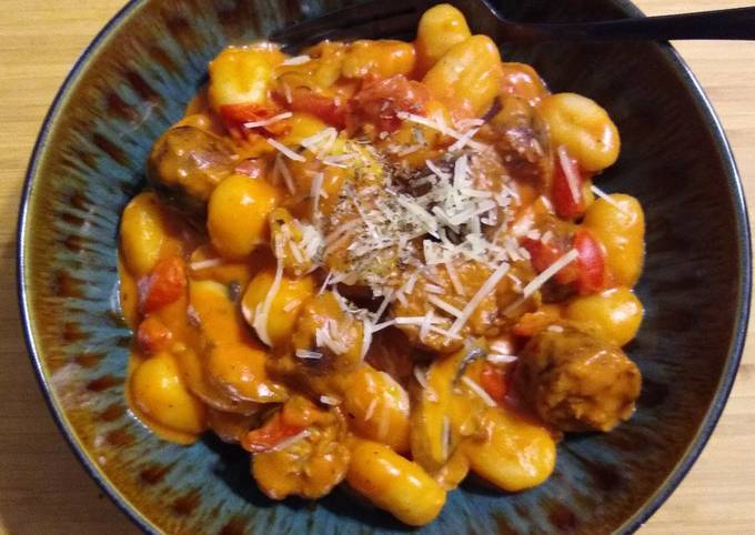 Mushroom & Sausage Gnocchi with Tomato Sauce