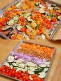 Sheet Pan Vegetables - Roasted Zucchini, Cherry Tomato, Red Onion, Carrot and Chickpeas