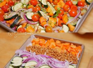 Foto resep Sheet Pan Vegetables - Roasted Zucchini, Cherry Tomato, Red Onion, Carrot and Chickpeas