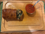 Sausage Stromboli with spinach, mushrooms & onions