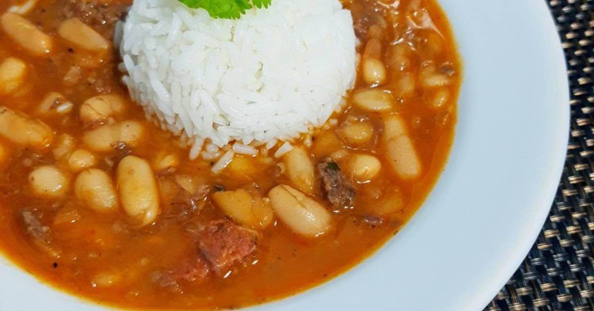 Potaje de Frijoles Blancos con Arroz?‍? Receta de Dayli- Cookpad