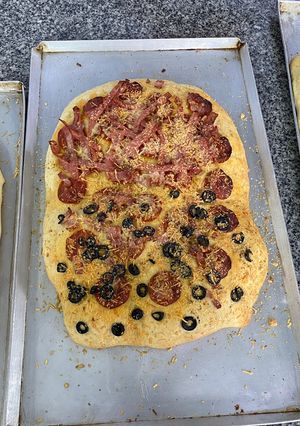 Una foto de Focaccia con puré de papa