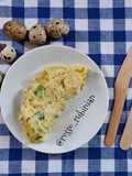 Omelette base, con uova di quaglia (Lomelet dizef zwazo)