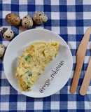 Omelette base, con uova di quaglia (Lomelet dizef zwazo)