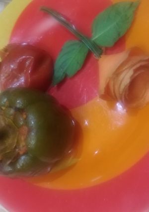 عکسی از دستور دلمه ی فلفل و گوجه