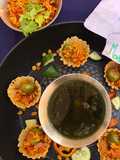 Puff rice upma in tart with phudina pani