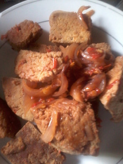 A picture of Soya Beans Cake (Locally called Awara).