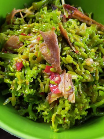 Cara Gampang Menyiapkan Tumis bunga pepaya plus ikan asin, penambah nafsu makan 😋, Enak