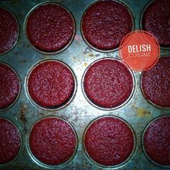 A picture of Red velvet cupcakes (oil based).