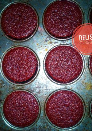 A picture of Red velvet cupcakes (oil based).